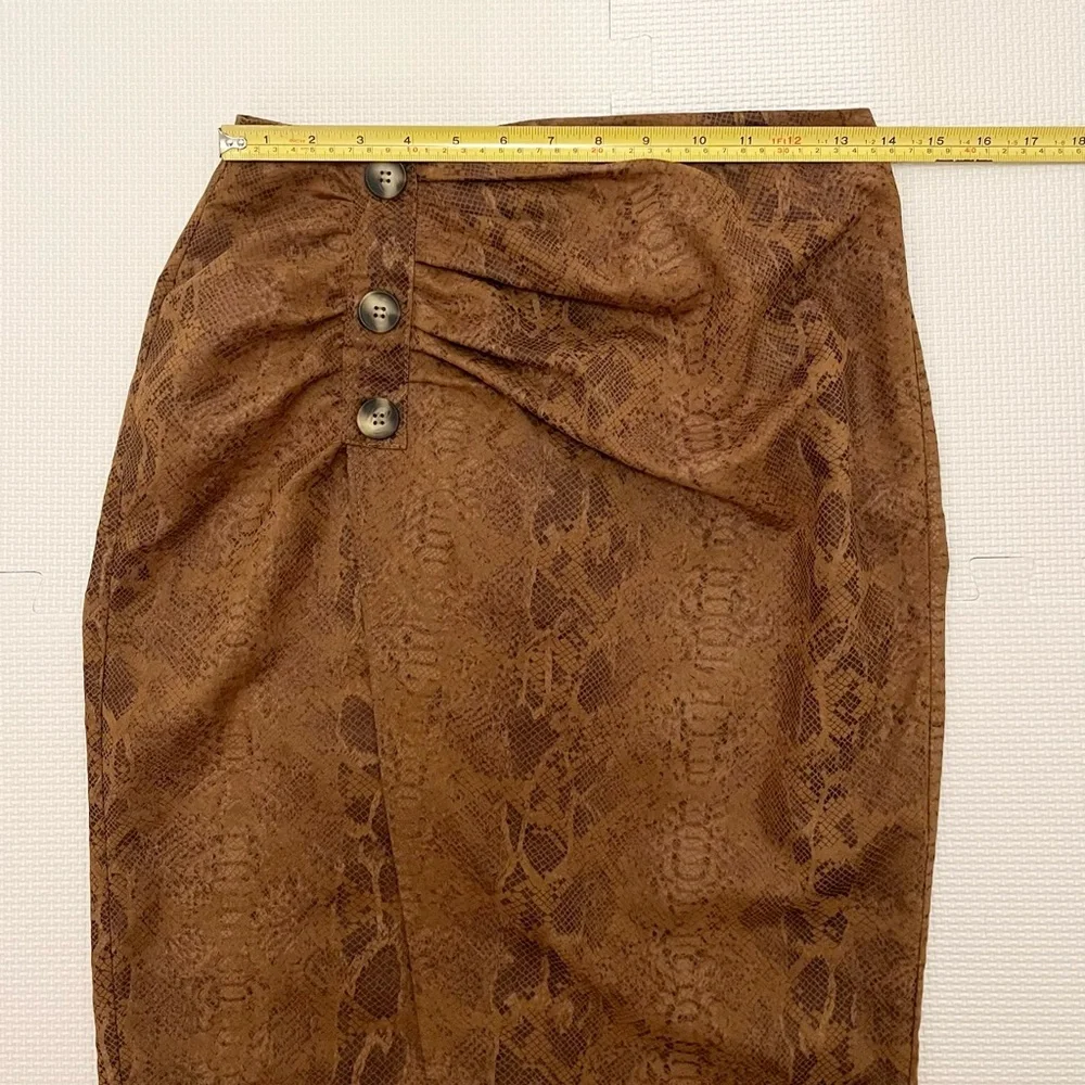 Zara Brown Snake Print Pencil Skirt Front Slit Size S - Picture 8 of 9